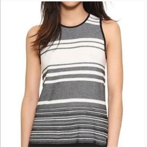 Vince black & White Striped Sleeveless Sweater